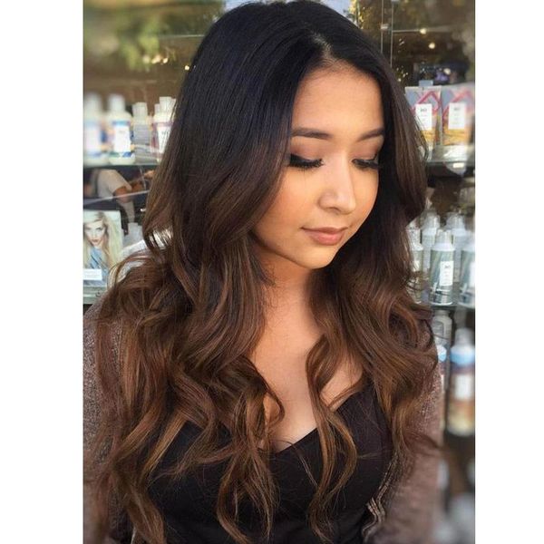 

ombre brown brazilian human hair lace wig human hair wigs glueless full lace wigs lace front wigs for black women, Black;brown