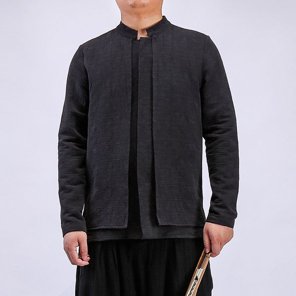 

wholesale- 2016 autumn new men jacket cotton linen casual jacket coat men china style stand collar slim fit jacket plus size m-4xl,q544, Black;brown