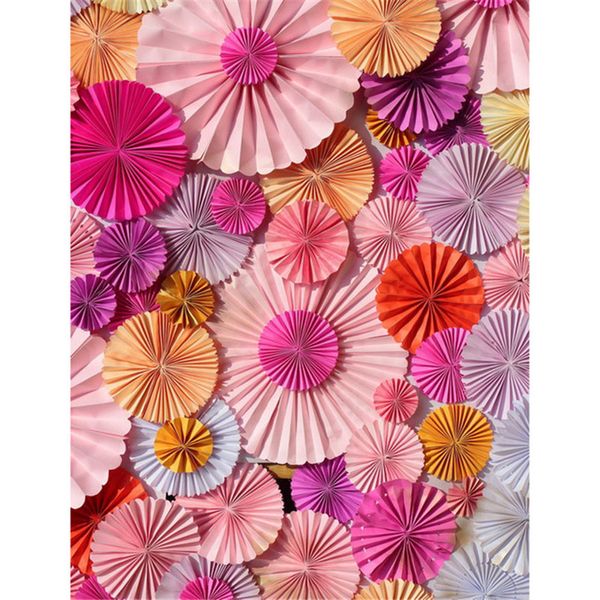 Vinil Fotografia Fundo Colorido Flores De Papel Recém-nascido Do Chuveiro Do Bebê Backdrop Kids Birthday Party Photo Booth Backdrops