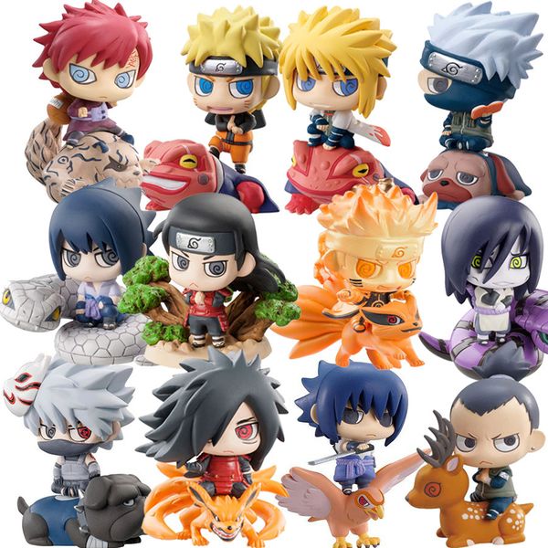 

6pcs/set funko pop naruto sasuke uzumaki kakashi gaara action with mounts figures japan anime collections gifts toys