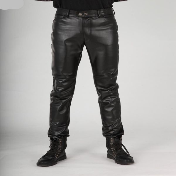 

wholesale- new arrival autumn fashion mens black leather pants slim fit fashion korea motorcycle trousers winter skinny pants for man 38