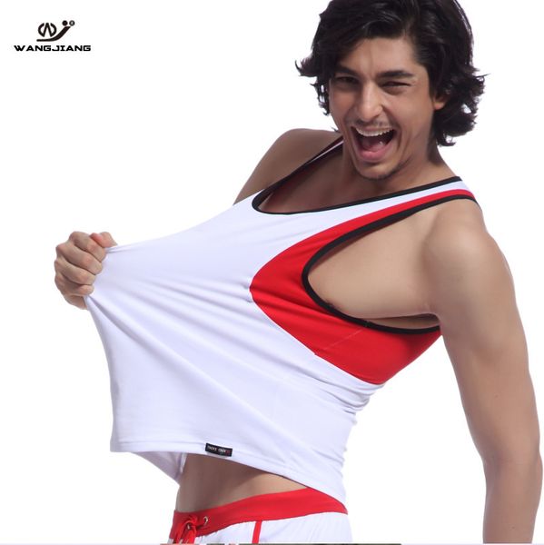 

wholesale- men' underwear wholesale wj male breathable leisure high elasticity mesh vest 2012bx, White;black