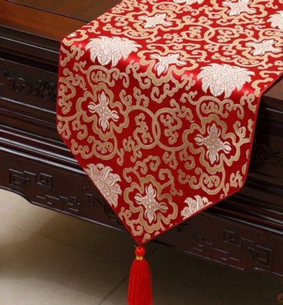 

extra long 120 inch happy flower table runner luxury china silk brocade table cloth high end dining table protective mats placemat 300x33 cm