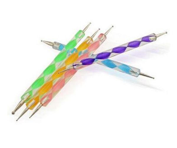 

5pcs/set two-way dotting pen marbleizing painting tool nail art dot set, Silver
