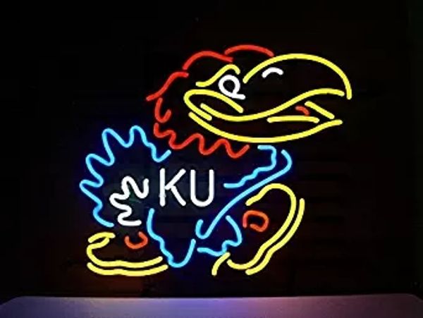 

New kan a jayhawk handcrafted de ign decorate real gla tube neon light ign 17 039 039 x14 039 039