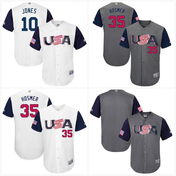 

#10 Adam Jones Men USA 2017 World Baseball Classic Jerseys 100% Stiched Embroidery Logos Mix order Baseball Jerseys