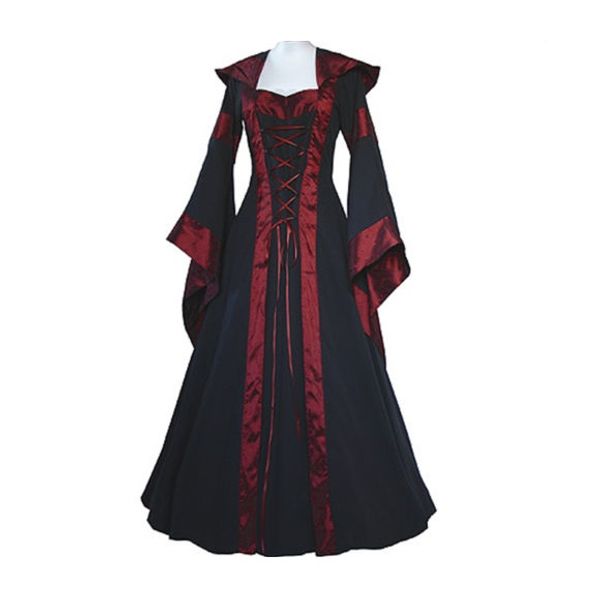

wholesale- medieval dress new women vintage style gothic dress costume pirate ball gown peasant wench victorian dress, White;black