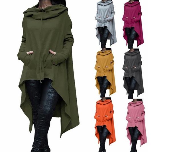 

Женская мода сплошной цвет Draw шнур пальто с длинным рукавом свободные повседневн