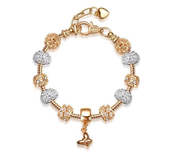 

gold butterfly crystal beads bracelets charm bracelets diy charm bracelets bracelet jewelry gift charms 2017 christmas style, Golden;silver