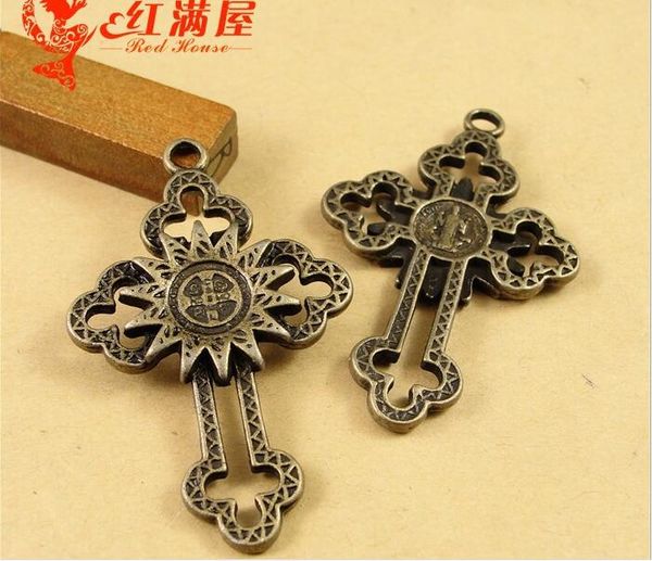 2019 Bulk Antique Bronze Cross Charms For Bracelet Metal Vintage Religious Item Crucifix Pendant Necklace Jewelry Making Handmade Materials From