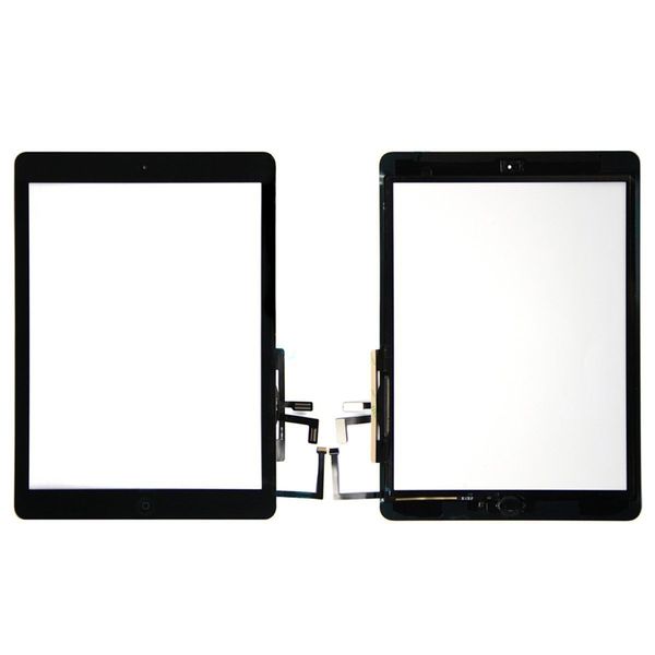 Digitalizador de panel de vidrio con pantalla táctil de alta calidad con ensamblaje de botones adhesivos para iPad Air sin DHL