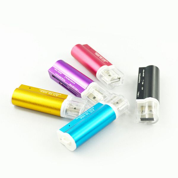 

500pcs lighter shaped all in one usb 2.0 multi memory card reader for micro sd/tf m2 mmc sdhc ms dhl