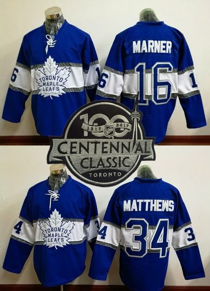 

100th leafs 2017 Draft #16 MARNER/#34 Matthews Blue 2017 winter classic Hockey Jerseys Stitched Mix Order