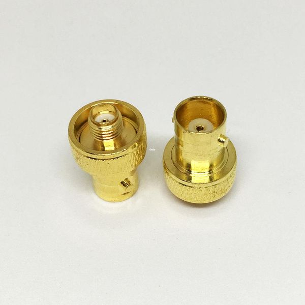 20 Pçs / lote Freeshipping Cobre Banhado A Ouro SMA Fêmea para BNC Fêmea Conector RF Coaxial Coaxial Adaptador BNC para SMA F / F Plug