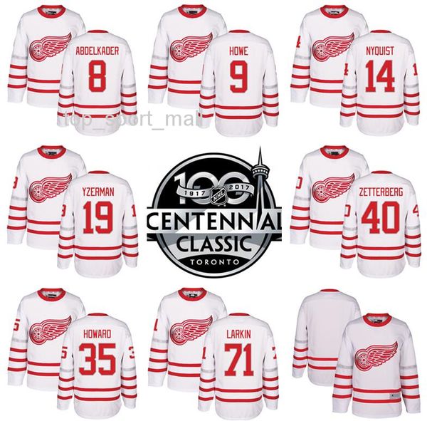 

2017 centennial classic hockey jerseys detroit red wings 71 dylan larkin 8 justin abdelkader 14 gustav nyquisi 40 henrik zetterberg white, Black;red