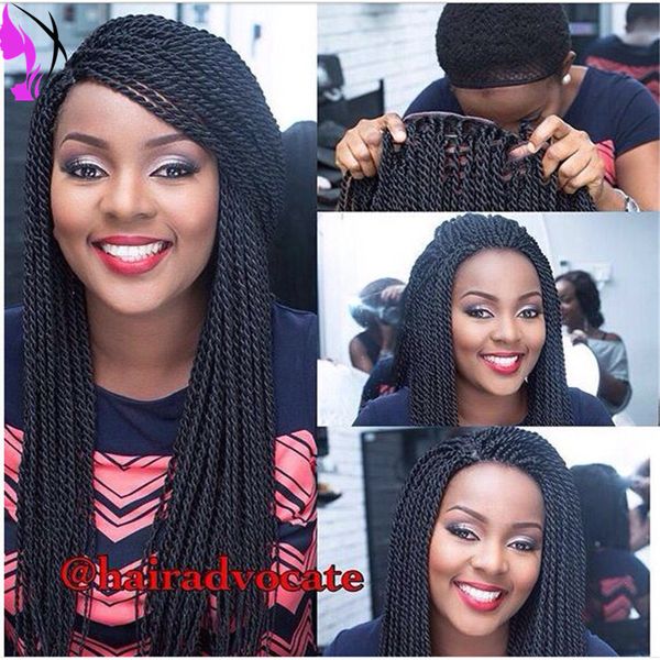 

Stock hand tied Micro braided lace front wigs for african american kinky twist wig braiding synthetic wigs with baby hair