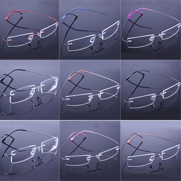 

wholesale- 9 colors simple rimless glasses frames/fashion memory titanium eyeglasses frames/prescription optical frames, Silver