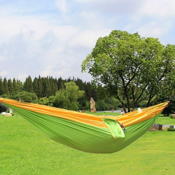 

wholesale- 2016 selling one person assorted color parachute nylon fabric hammock with strong rope outdoor seating hammock