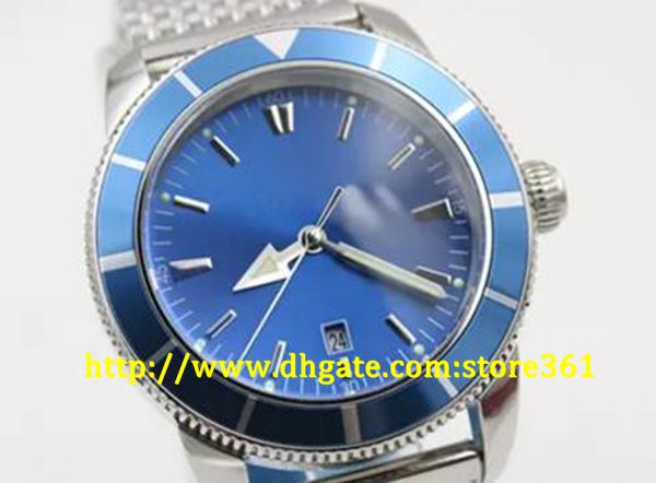 

store361 new arrive automatic mechanical watch blue dial men's watch silver stainless steel belt siliver skeleton men's wristwatch, Slivery;brown