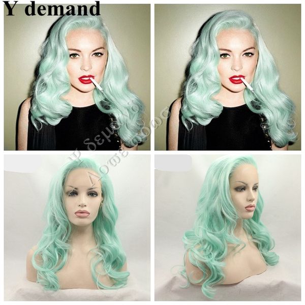 

Зеленый синий волна тела парики синтетические кружева фронт парик жаропрочных изысканный бразильский волос мода для чернокожих женщин Y спрос