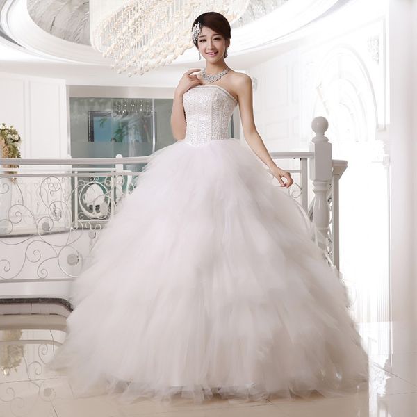 

2017 brand new wedding dresses white/ivory elegant bridal gown beading strapless princess ball gown formal dress wedding gown