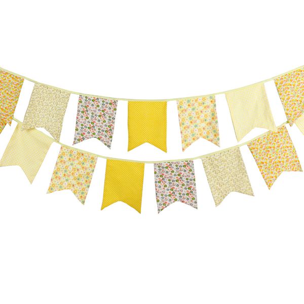 

wholesale- new 3.5m 12 flags yellow fabric bunting handmade personality wedding birthday party decoration baby shower customize garland