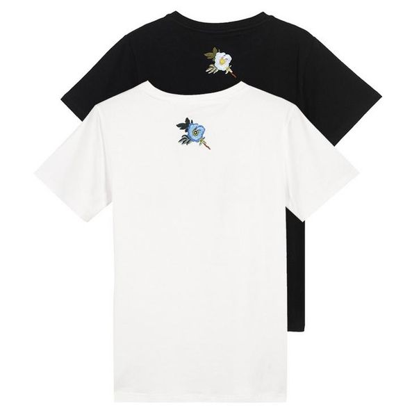 

letters spring and summer printed new s-xl neck t-shirt round cotton loose size short-sleeved klctc, Black