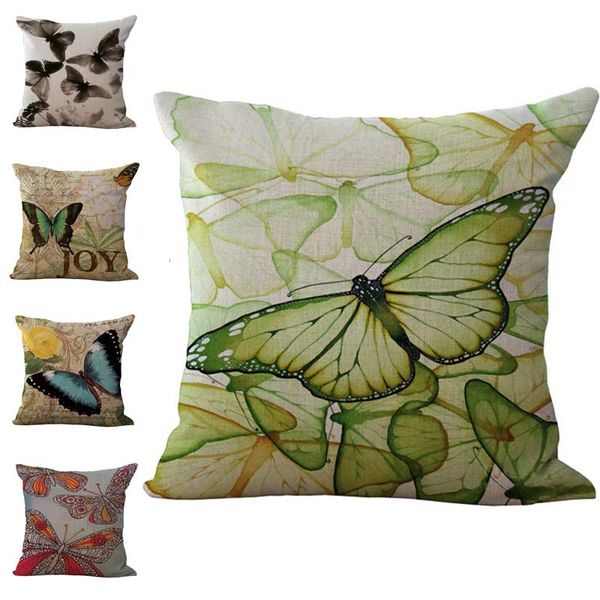 Monarch Butterfly Pillow Case Cushion Cover Linen Cotton Throw