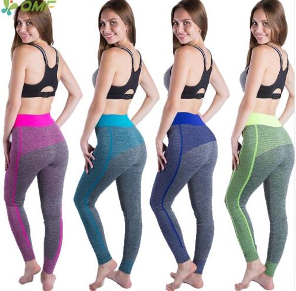 Retalhos Mulheres Running Runs Colorido listras Pontos Fitness Yoga Leggings Cintura Alta Sexy Calças Esporte Fazê-lo