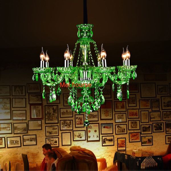 

Modern living room bar cry tal chandelier european green cry tal chandelier candle lamp room ktv hotel re taurant colored gla chandelier