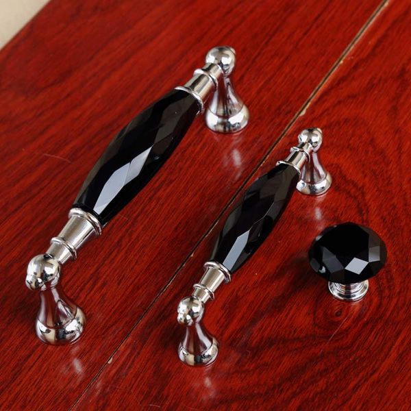 En Kaliteli Modern Moda Deluxe K9 Siyah Kristal Çekme İzle Tv Sofra Şarap Dolabı Kulpları Gümüş Krom Çekmece Dolap Çekiyor Düğmeler