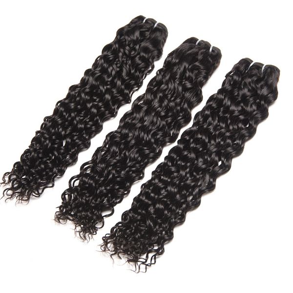 

grade mix length 10~30inch brazilian hair extensions natural color 6pcs pack human hair wavy water wave hair weaves 300g lot, dhl, Black