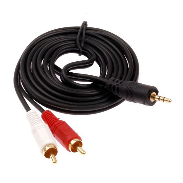 Freeshipping Placcato oro 3M Stereo Audio 3.5mm Jack maschio a AV 2RCA Audio Connettore cavo da 3.5mm a 2 RCA