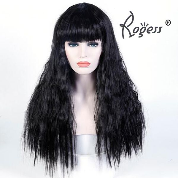 

women's long black synthetic water wave cosplay wig for good life