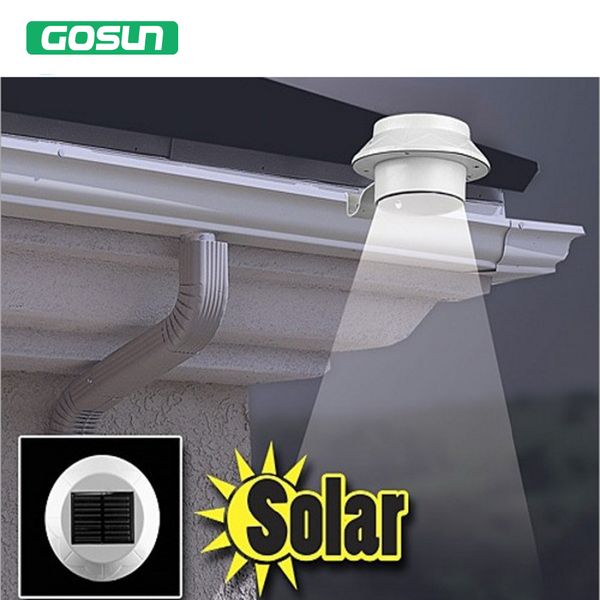 

wholesale- shenzhen manufacturer outdoor solar powered 3 led cool white/warm white light fence gutter garden yard roof wall lamp