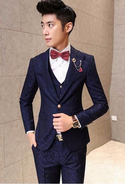 

man han edition business leisure fashion the new trend of england boutique personality three-piece married small jackets / m-2xl, White;black
