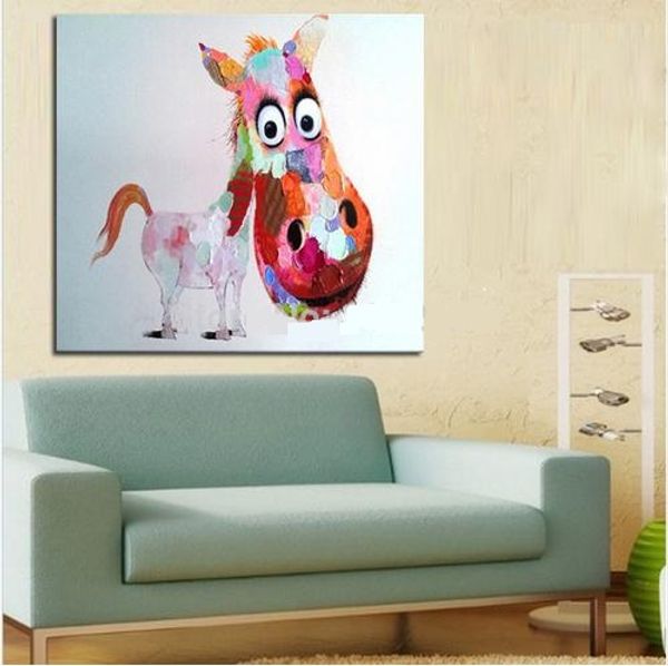 

framed big head horse,pure hand painted modern wall decor pop cartoon animal art oil painting canvas.multi sizes available a-me