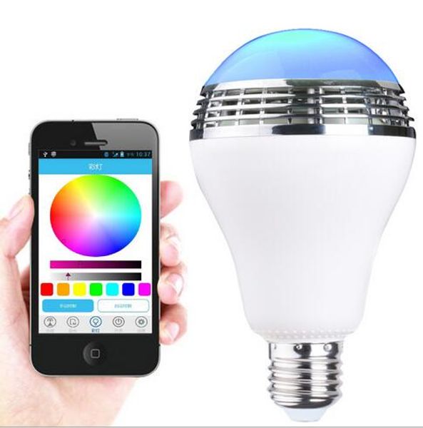 2017 neue Neuheit LED-RGB-Lampenlicht drahtloser Bluetooth-LED-E27-Lautsprecher für iPhone Samsung Smartphone steuerbares variables LED-Licht