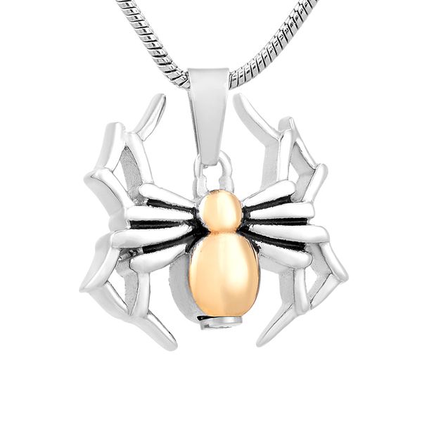 

ijd9762 customized spider memorial ash keepsake animal urn stainless steel urn pendant necklace urn for pet/human, Silver