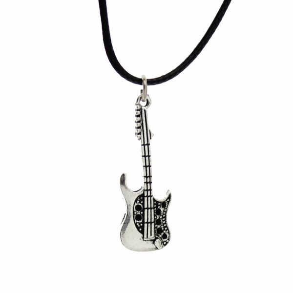 

wholesale-[$5 minimum] 2015 new fashion jewelry vintage silver guitar pendant 17" necklace dy68 women gift wholesale ing