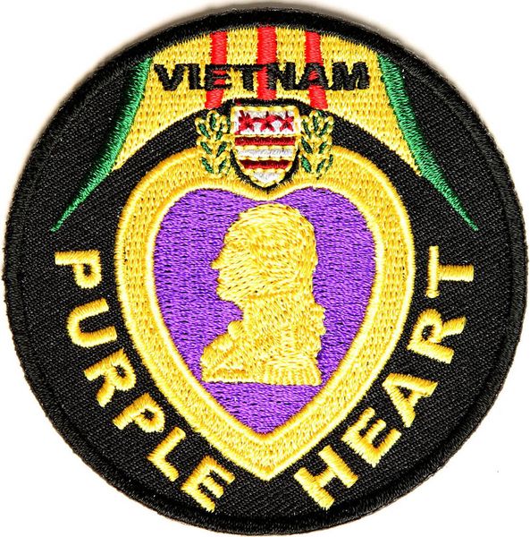 

custom vietnam purple heart patch can be sewing or iron on backing badge, Black