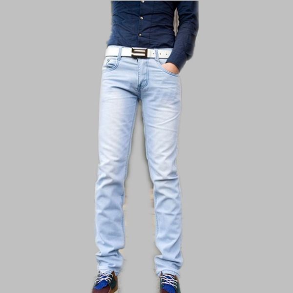

wholesale-new fashion spring and summer light blue male skinny pants slim thin casual jeans men