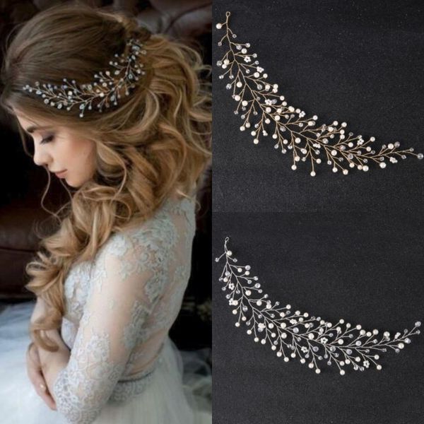 2018 Boho Hair Tiaras Wedding Crowns Headpiece For Women Bling Crystal Rhinestone Pearls Hand Made Headband Bridal Party Prom Gown Hair Accessories