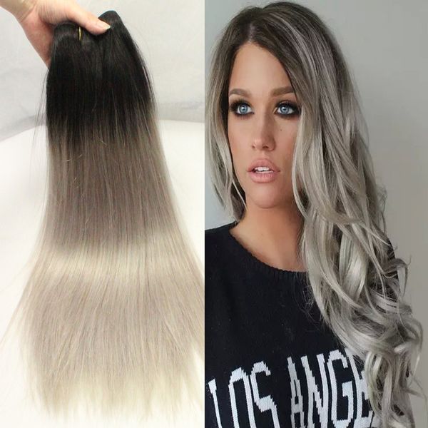 8a Ombre Hair Extensions Hot Brazilian Straight Grey Ombre Human Hair 1b Gray Two Tone Brazilian Virgin Human Hair Extensions Good Cheap Hair Weave