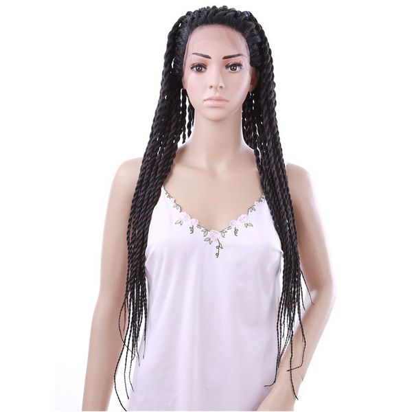 

26inch 2x twist braids wig synthetic lace front wig long black senegalese twist wig for women