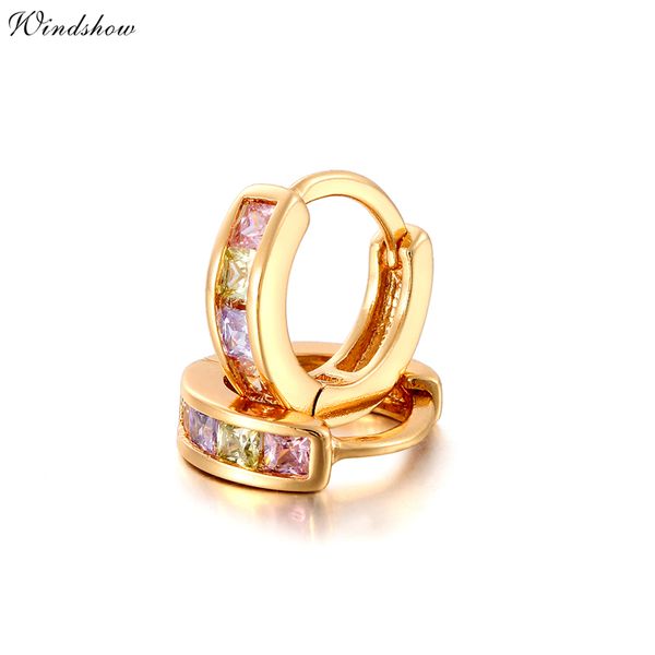 

wholesale- gold color pave colors zirconia cz small circles huggies hoop earrings for children girls baby kids jewelry brinco pequeno aros, Golden;silver