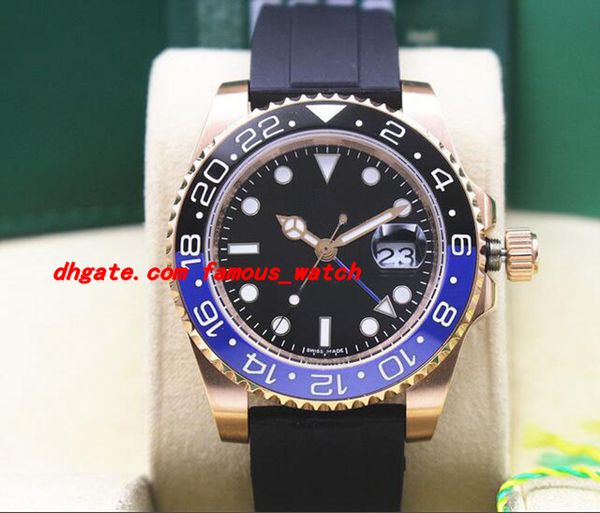 

luxury wristwatch 2017 new 18k rose gold black/blue ii 116710 men rubber bracelet ceramic watch automatic watches, Slivery;brown