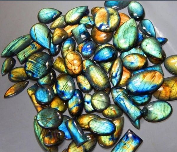 

30ct natural multi fire labradorite wholesale lot cabochon gemstone, Black