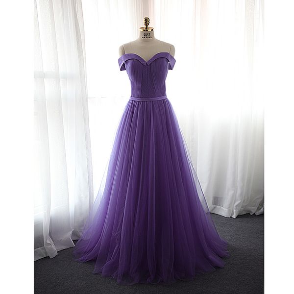 

lavender evening dresses long pleats tulle prom gowns new plus size custom made red,royal blue, Black;red