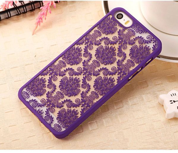 Atacado sexy lace floral paisley flor mandala henna clear case para iphone 7 6 plus 6 plus phone cases moda dos desenhos animados capa tampa traseira